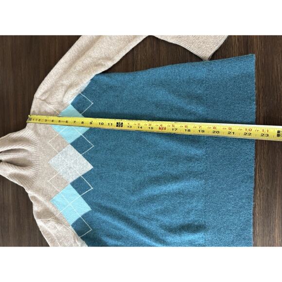 Lands End 100% Cashmere Sweater Women’s XS Beige Blue Turtleneck - Picture 3 of 7